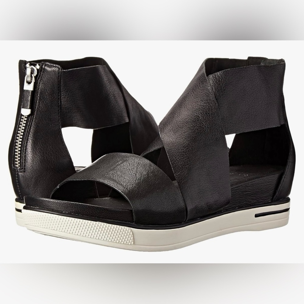 Eileen Fisher Leather Zip Back Sandals Size 8